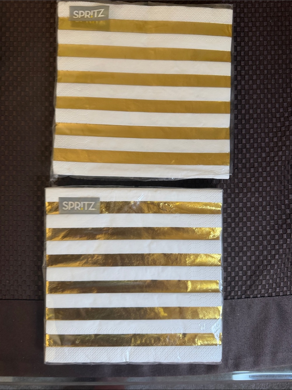 Spritz White and Gold Striped Lunch Napkins